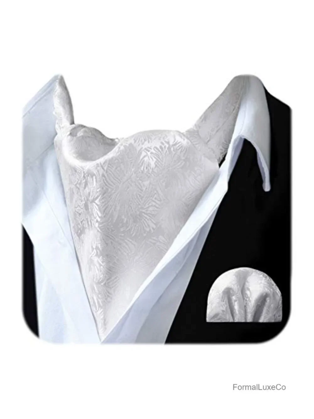 Men's Paisley Ascot Tie & Pocket Square Set Microfiber Cravat Wedding